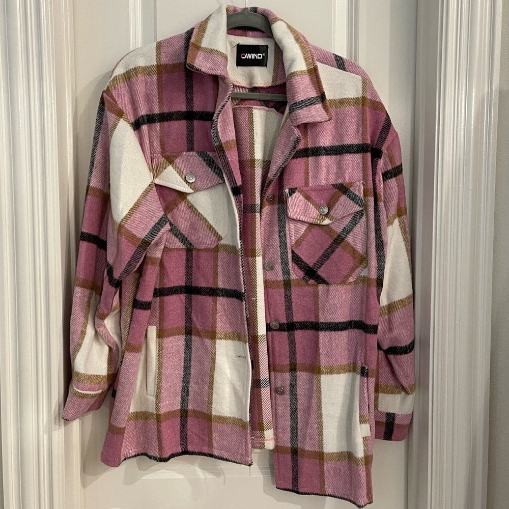 Pink plaid shacket